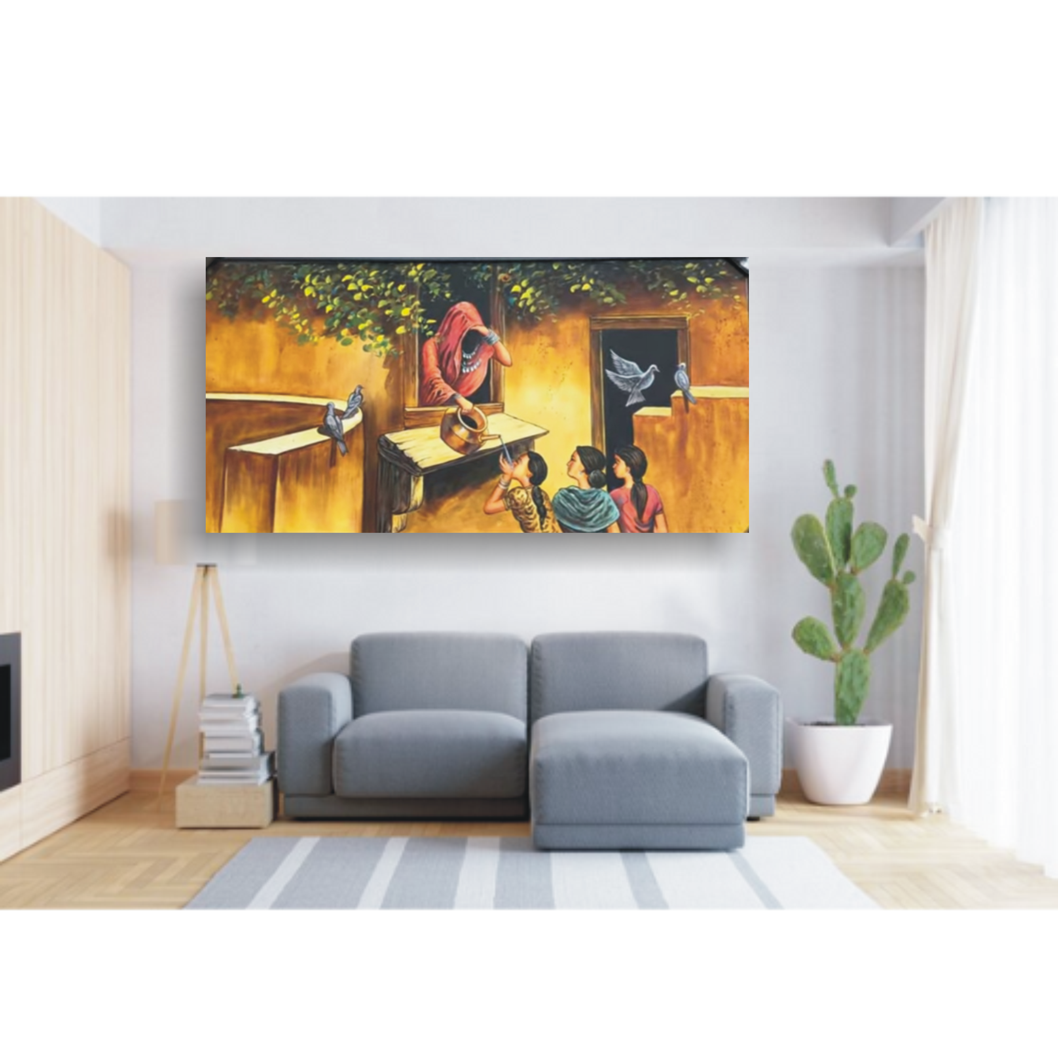 Village theme painting (drinking water)