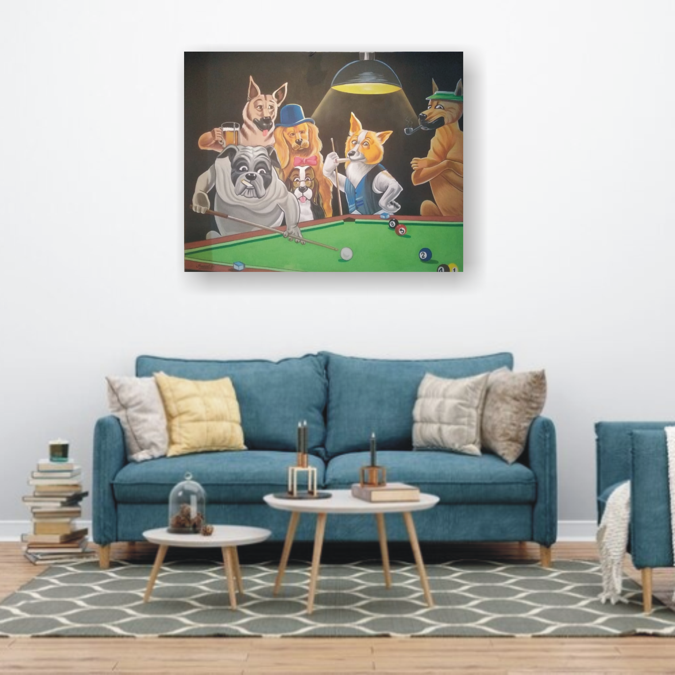 Playing pool painting